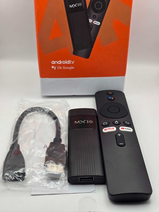 TV stick z androidem SMART 4K MX10 F3 5GB antena