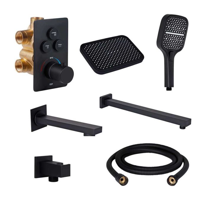 Смеситель термостатический скрытого монтажа Qtap Stenava душевой компл