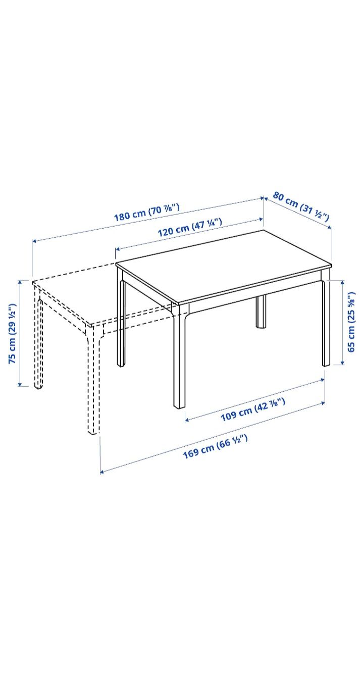 Conjunto de Jantar -Mesa extensível e 6 Cadeiras