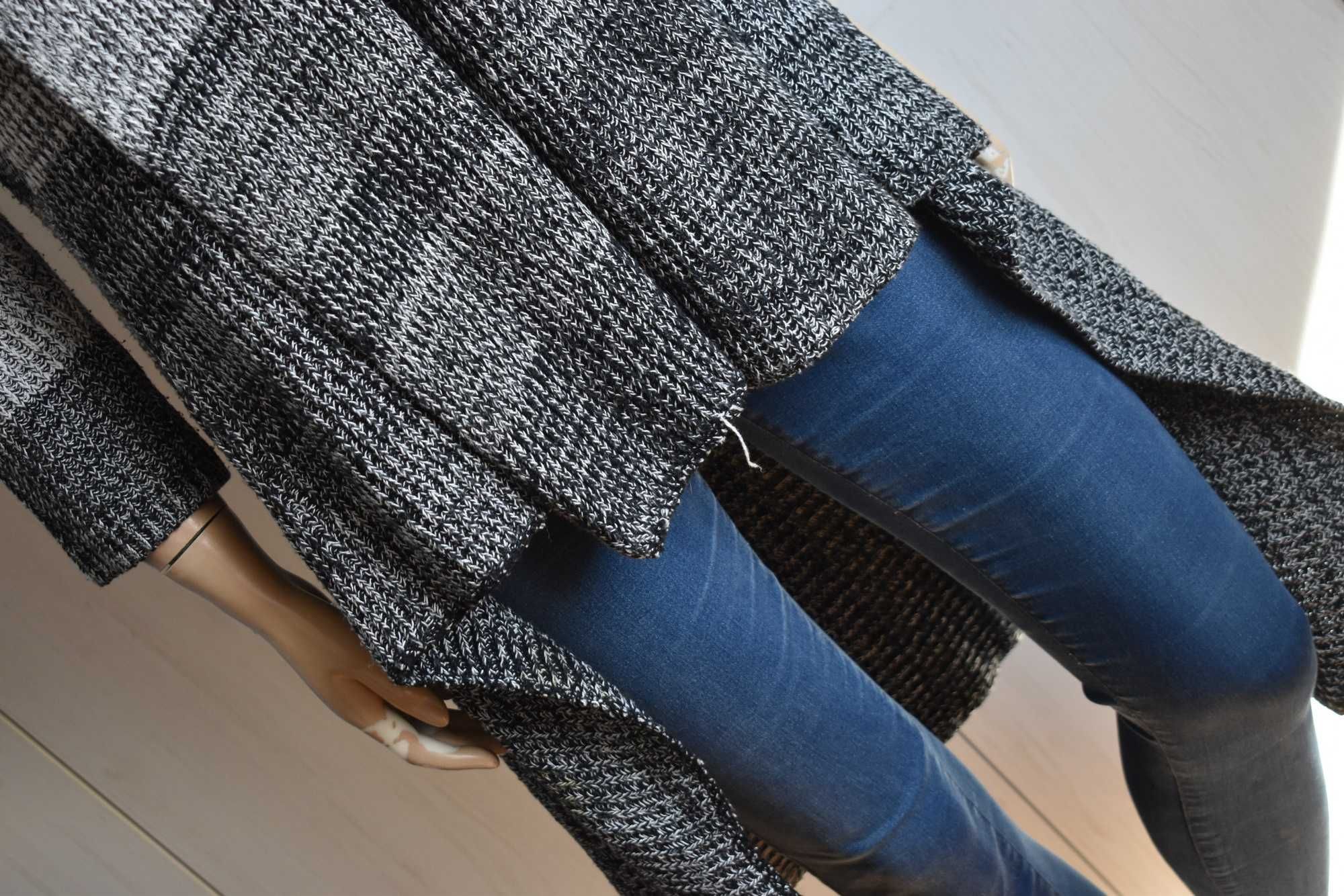 Sweter M L 38 kardigan asymetryczny waterfall długi niezapinany