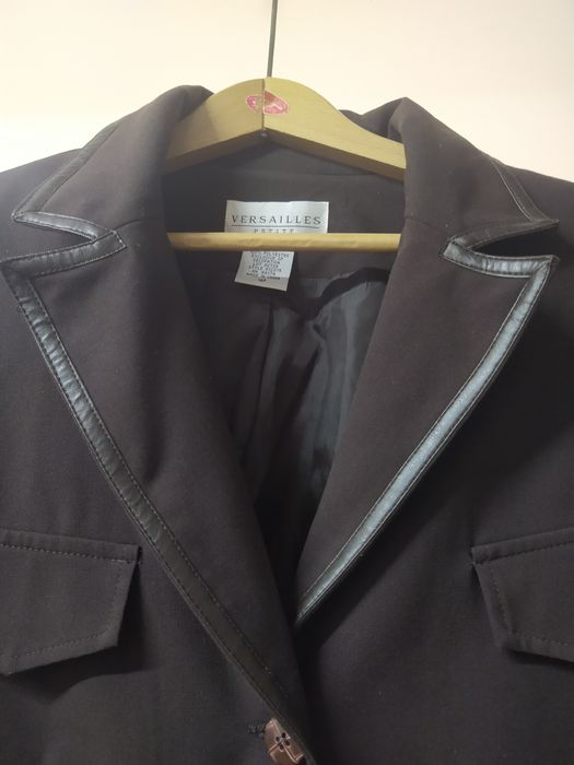 Żakiet 44 brązowy z wstawkami Eco skóry