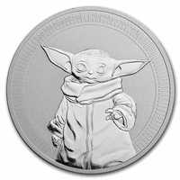 Серебряная монета Ниуэ 2 $ Малыш Йода Звездные войны 2021 г. 1 унц