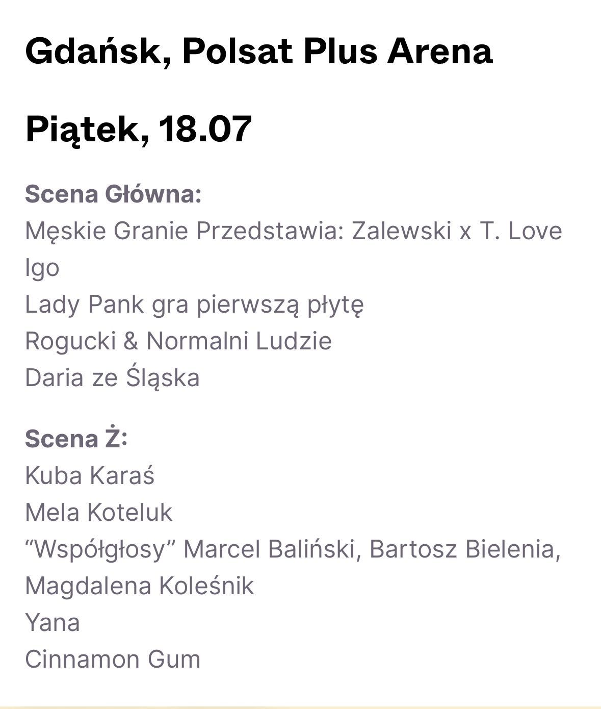 Bilety MĘSKIE GRANIE - Gdańsk 18-19 lipca
