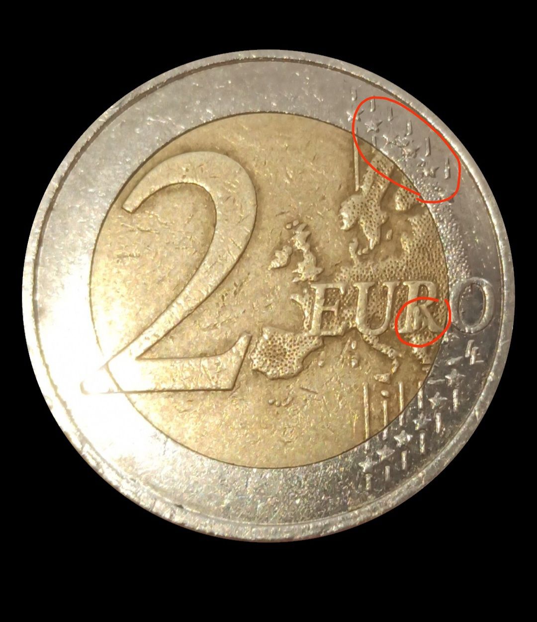 Продам редкую монету 2 евро 2008 с дефектом 2 euro Hamburg