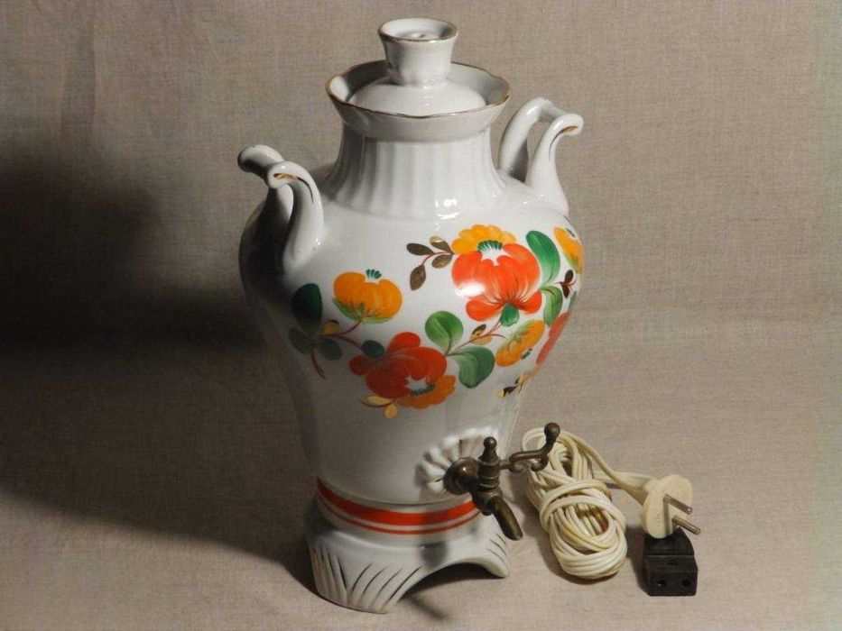 Фарфоровый электрический самовар СССР 1970-е Ручная роспись! ЛЮКС!!!