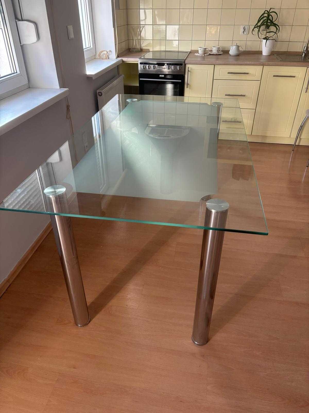 Nowoczesny Stół Szklany 160x90cm - Elegancki, Chromowane Nogi