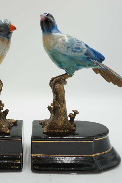 PODPÓRKI pod książki porcelana z brązem ptaszki