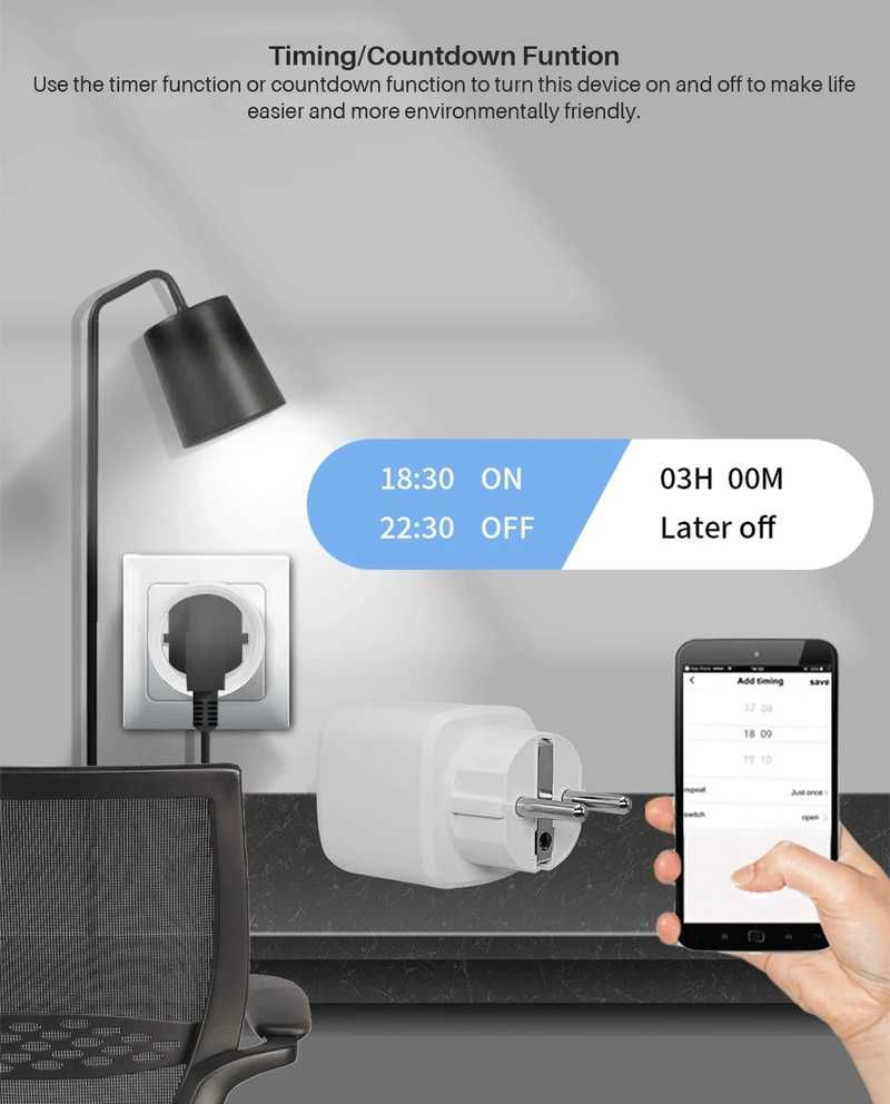 WIFI Розумна розетка 16A/20A умная вайфай смарт розетка с энергометром