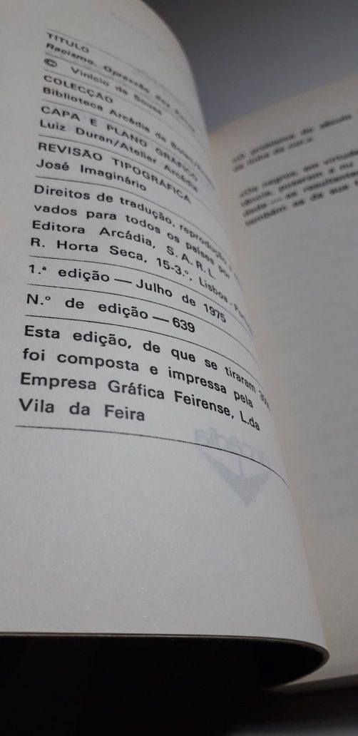 Racismo, Opressão dos Povos - Vinício de Sousa (1ª edição, 1975)