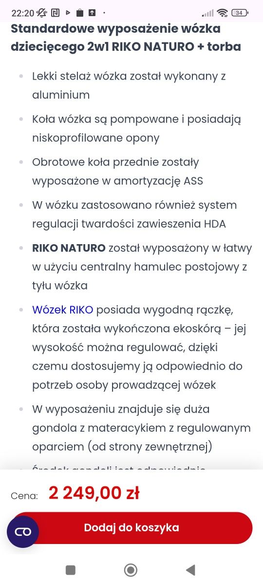 Wózek Riko Naturo 2w1