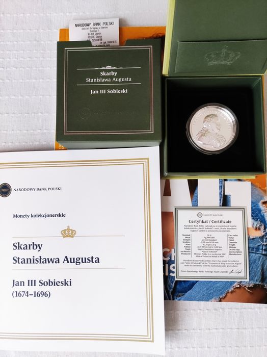50zł Jan III Sobieski - Skarby Stanisława Augusta NBP Srebrna 1/5000