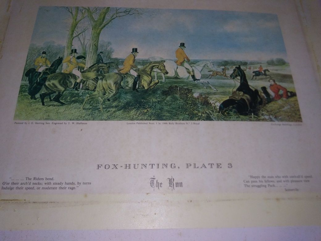 Antiga Gravura Inglesa Fox hunting. Plate 3 - The Run