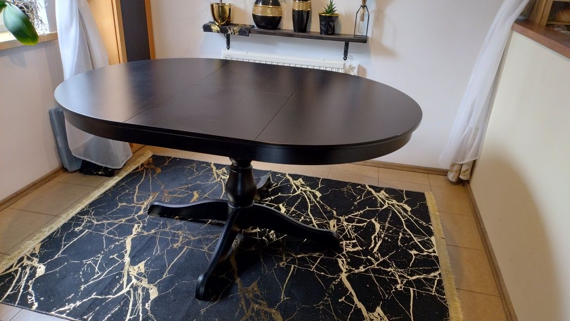 Stół rozkładany okrągły Ikea ingatorp czarny