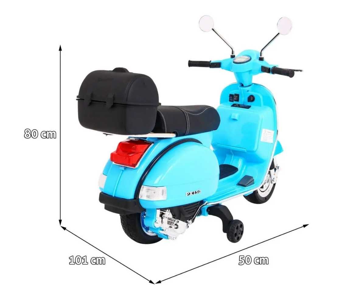 Электро мотоцикл детский на аккумуляторе VESPA голубой PA.PX150.NIE