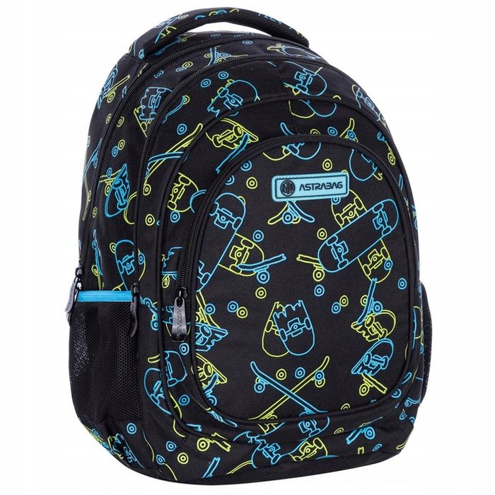 Plecak Trzykomorowy Astrabag Z Motywem Deskorolek Świecących W Ciemnoś