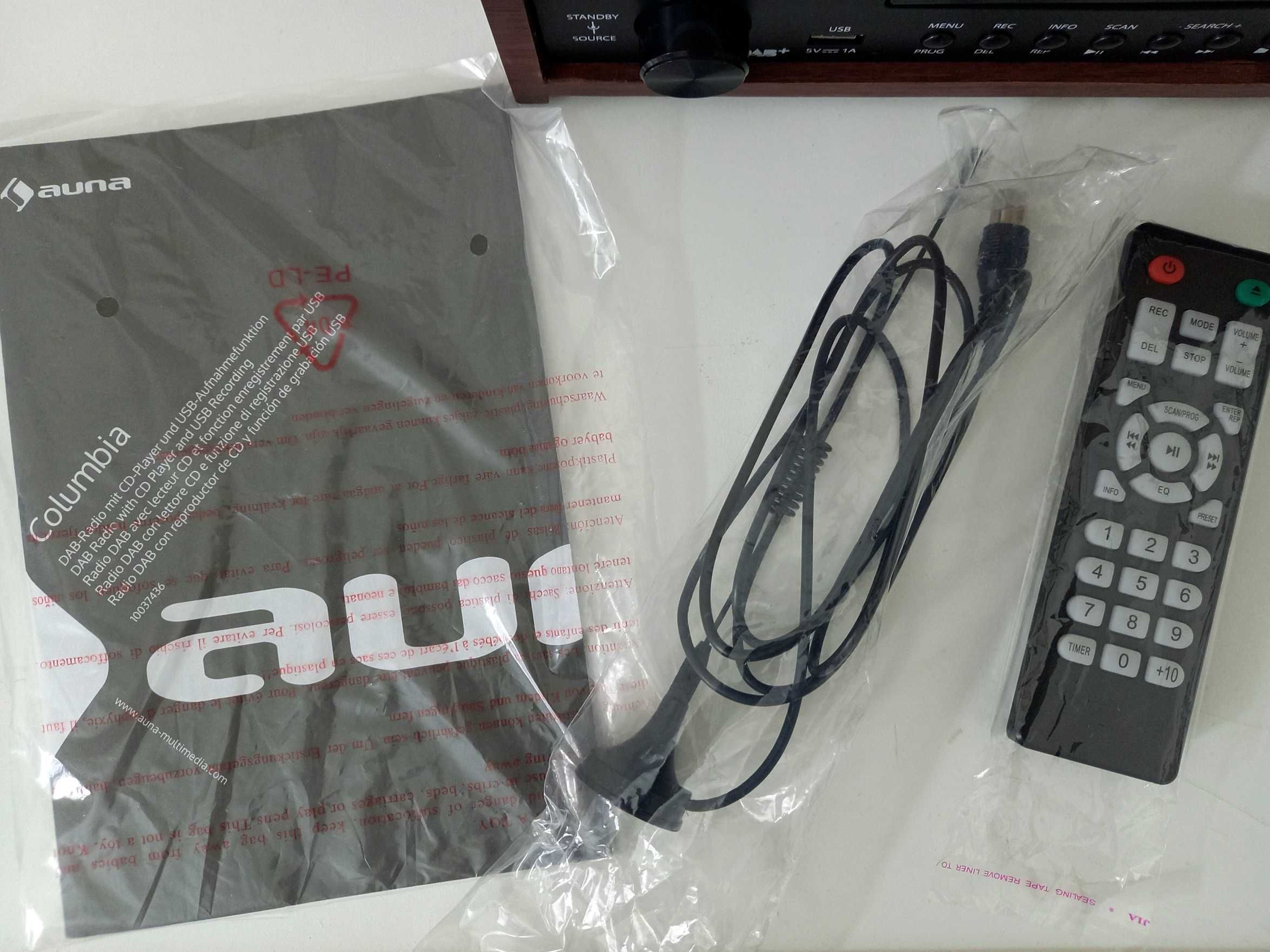 NOWE Radio retro Auna Columbia DAB brązowe z pilotem CD