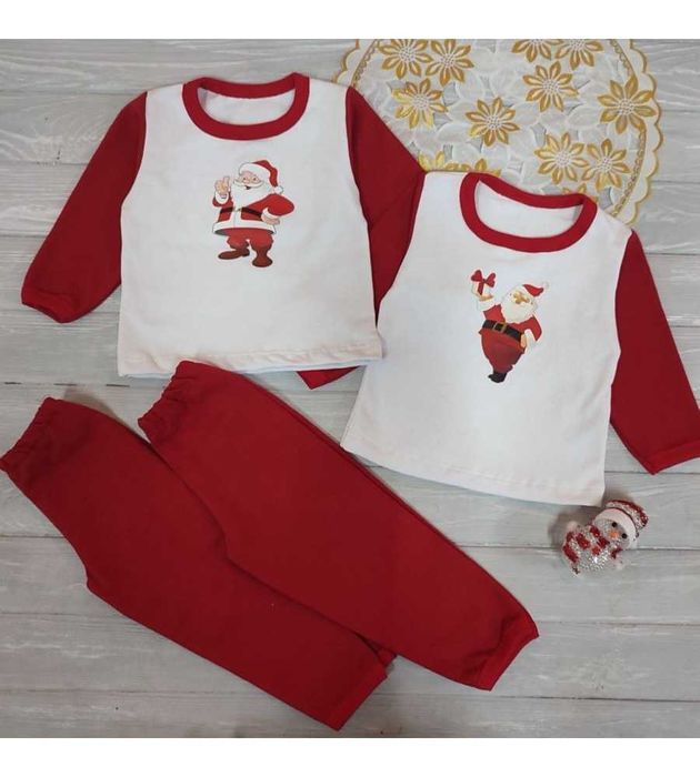 Утеплена Новорічна піжама для хлопчиків та дівчат 74-104 см з начісом