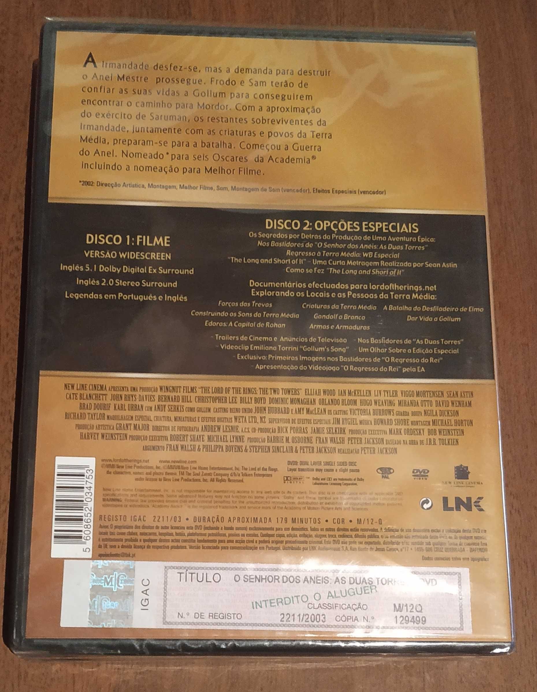 Triologia Senhor dos anéis em DVD selados/novos (2001)