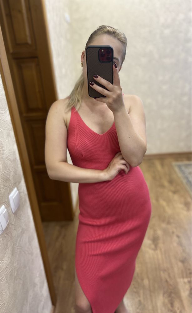 Сукня атласна голуба,міді рубчик рожева