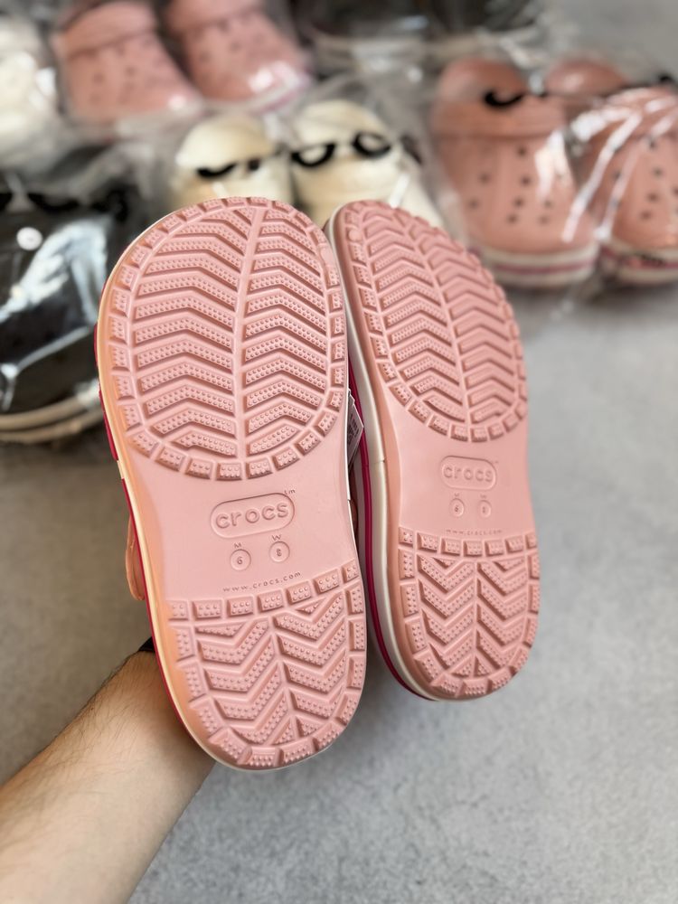 Крокси 1:1 Crocs Bayaband Clog Кроксы Тапки Сабо Белые Розовые