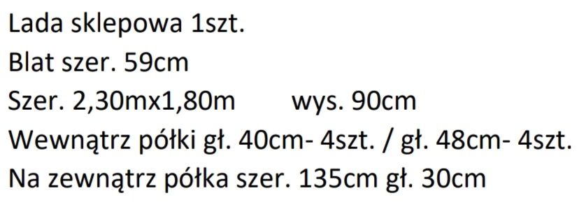 Lada sklepowa w kształcie litery L