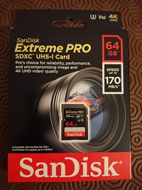 SANDISK - Extreme Pro SDXC Card 64GB - 170MB 4K selado