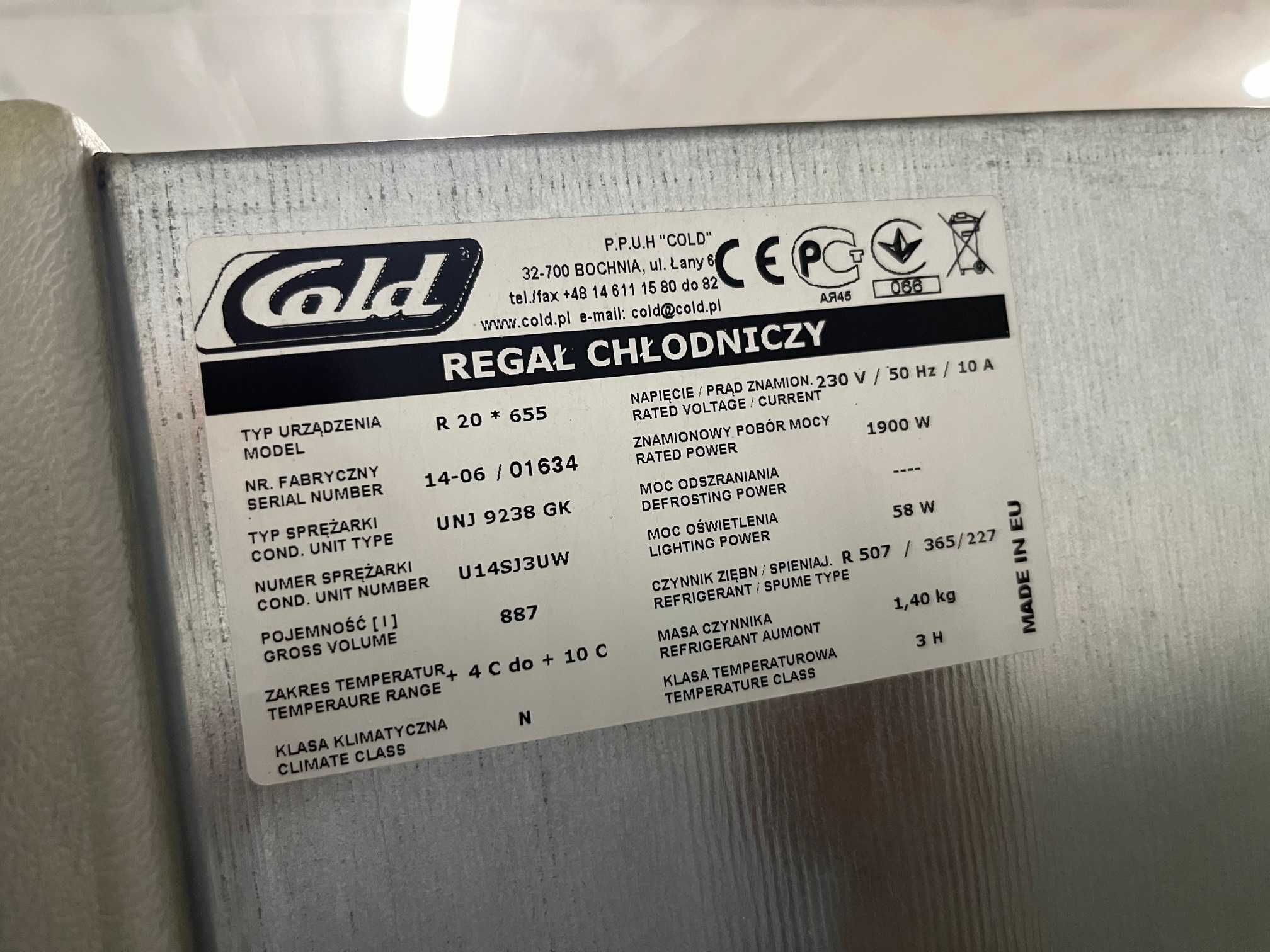 Regał chłodniczy Cold 2m ( płytki) Wwa