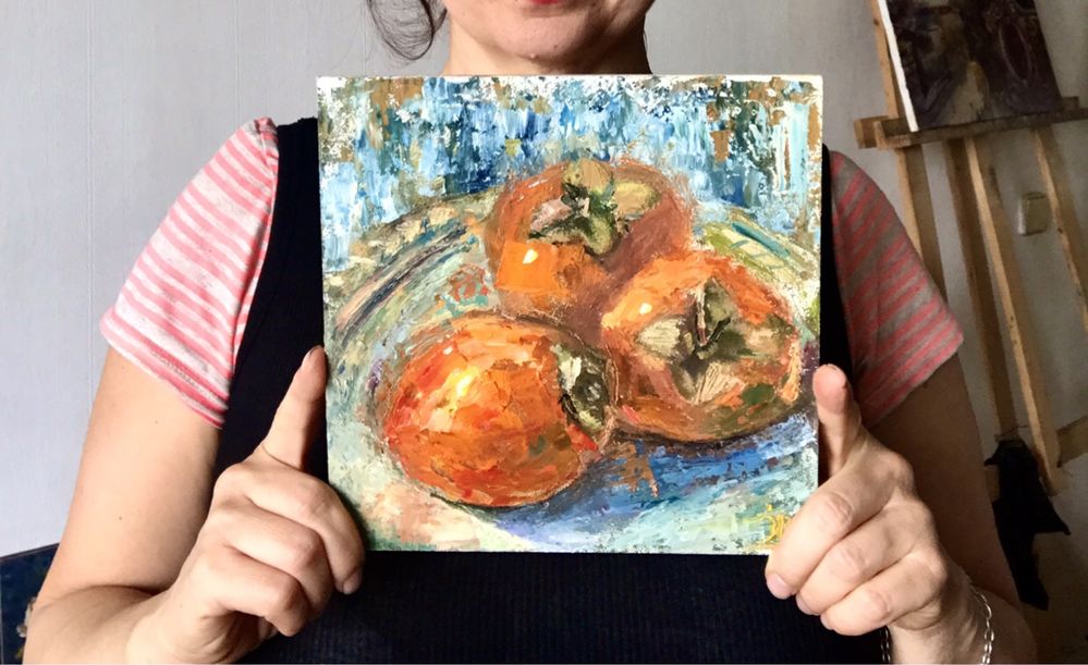 Картина с цветами 20 *15 см маслом Цветы Лилии Кувшинки Натюрморт фрук