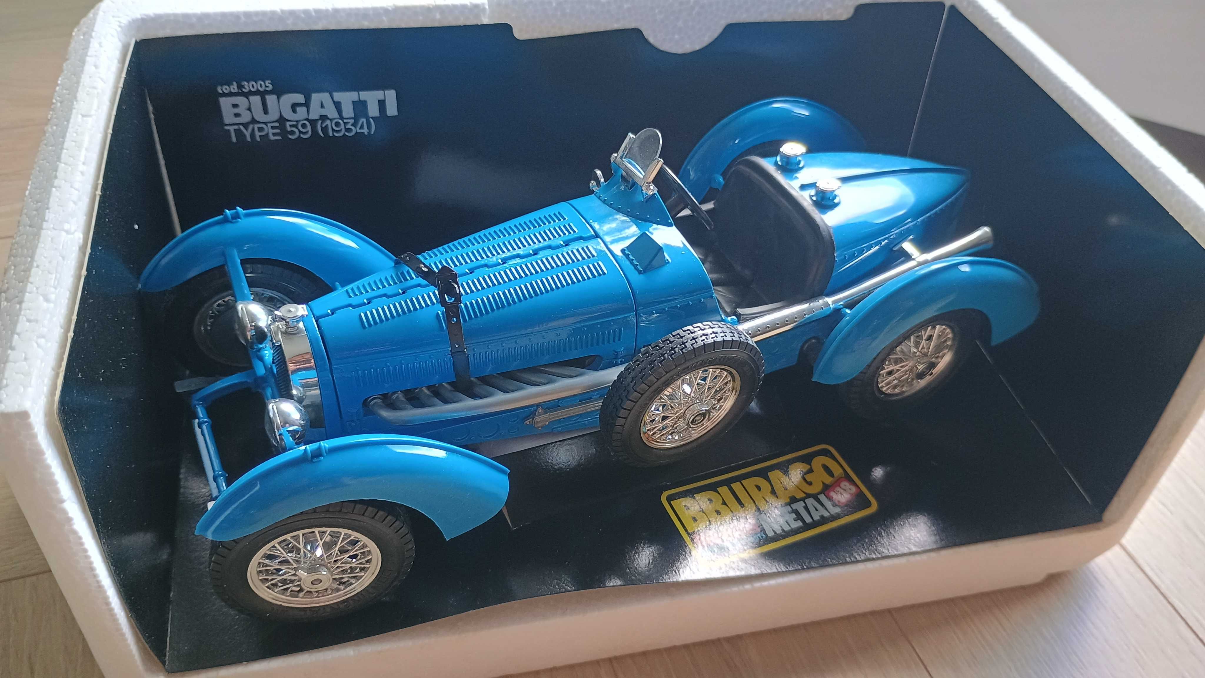 Model bburago 1:18 bugatti type 59 niebieski cod.3005 stan kolekcjoner