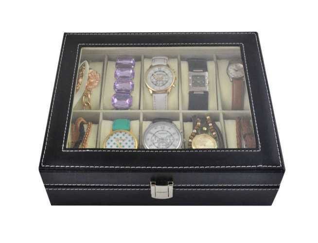 Pudełko na zegarki Organizer na 10 zegarków bransoletki Szkatułka
