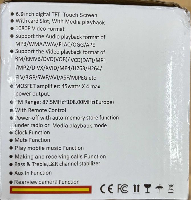 1 Din Samochodowe Radio  Apple CarPlay  6.9'' IPS dotykowy kamera navi