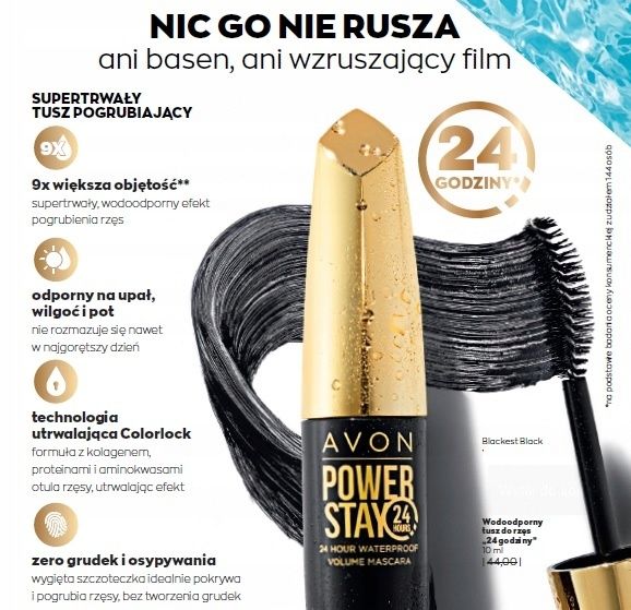 Avon tusz do rzęs mascara POWER STAY 24h. 10ml. Czarny. Nowy. 10szt