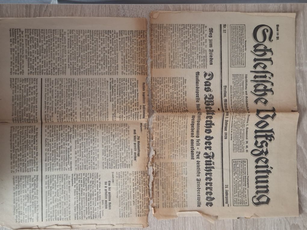 Stare gazety niemieckie Breslau 1939