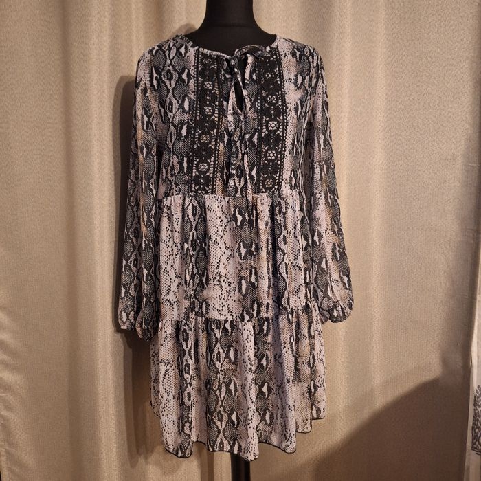 Sukienka tunika L 40 panterka wąż wzory mgiełkowa