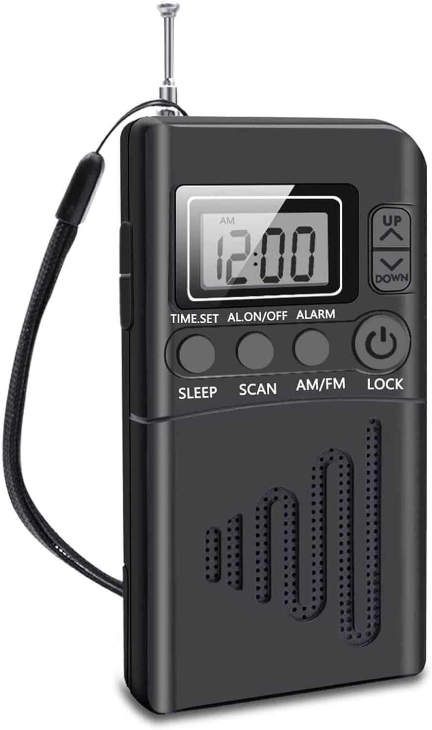 Przenośne Radio Kieszonkowe AM/FM, z Wyświetlaczem LCD Głośnik