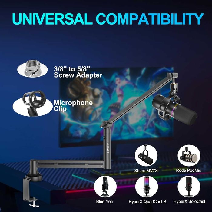 Braço microfone suporte compatível com Røde >2 kg carga baixo perfil