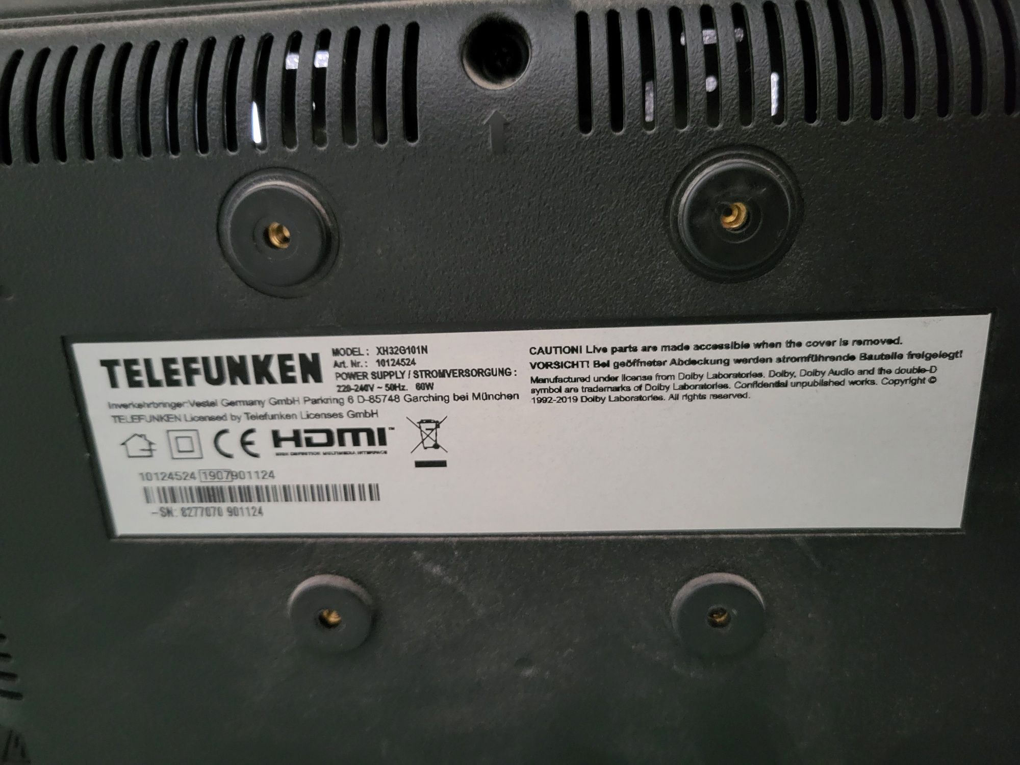 Telewizor 32 cale telefunken z pilotem i dekoderem dvb t