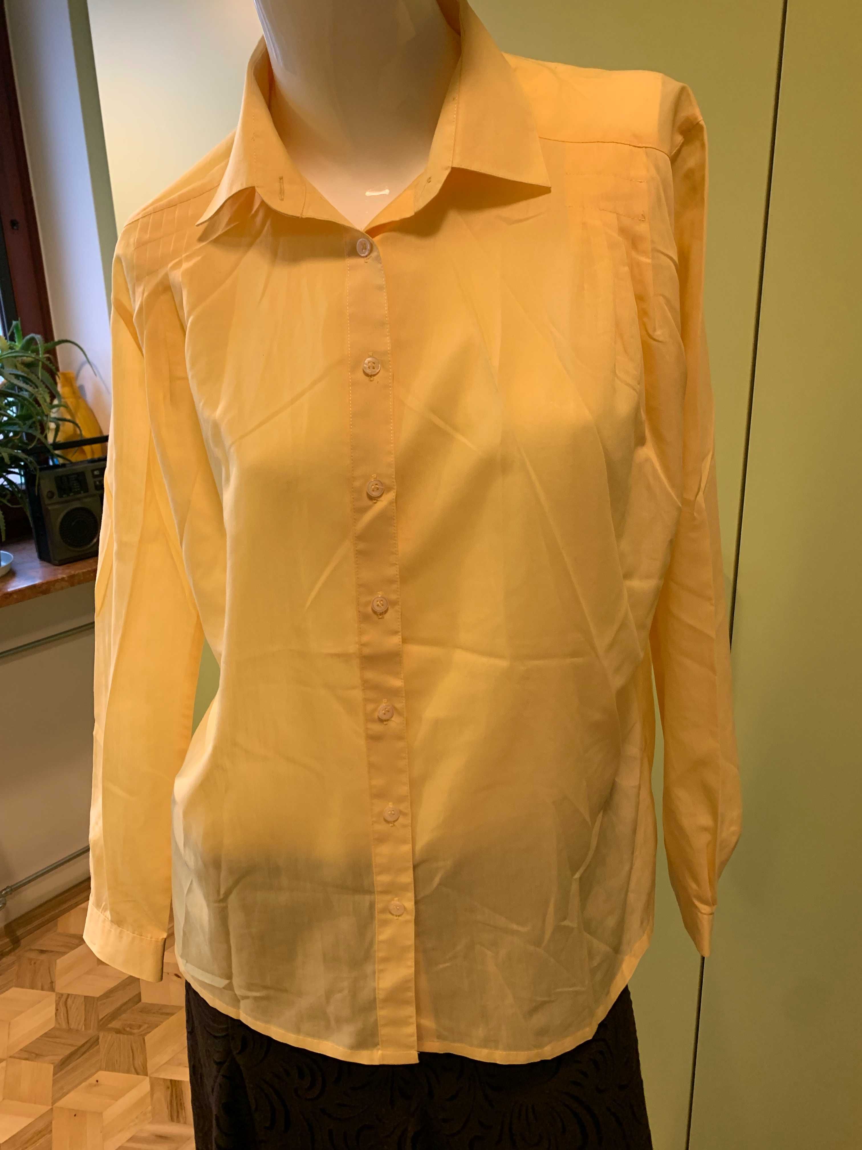 Klasyczna koszula bluzka koszulowa w kolorze żółtym długi rękaw XL 42