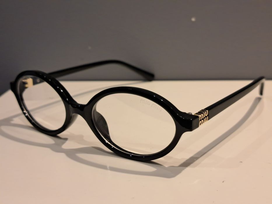 MIU MIU czarne nowe damskie okulary zerówki jajeczka oprawki