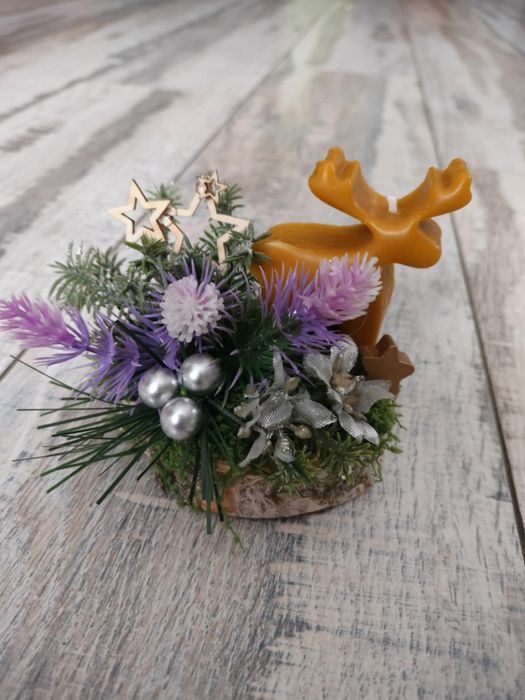 Ozdobny świąteczne, świeczki z wosku pszczelego, zestaw upominkowy