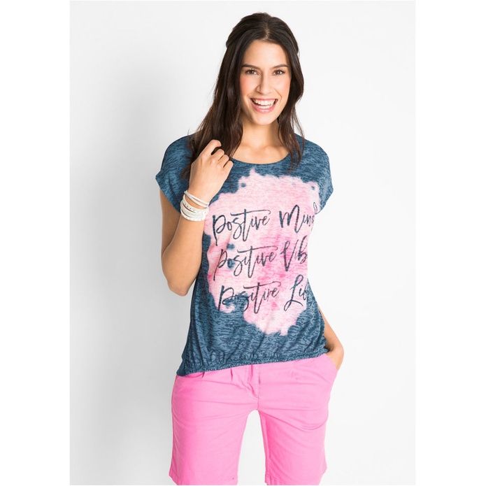 BONPRIX T-shirt damska koszulka z nadrukiem krótki rękaw 36-38