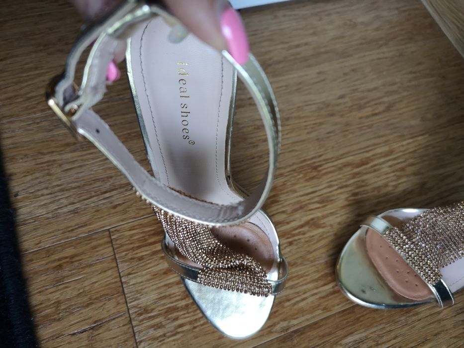 Sandały ideał shoes sandałki sexi damskie cyrkonie komunia wesele pase