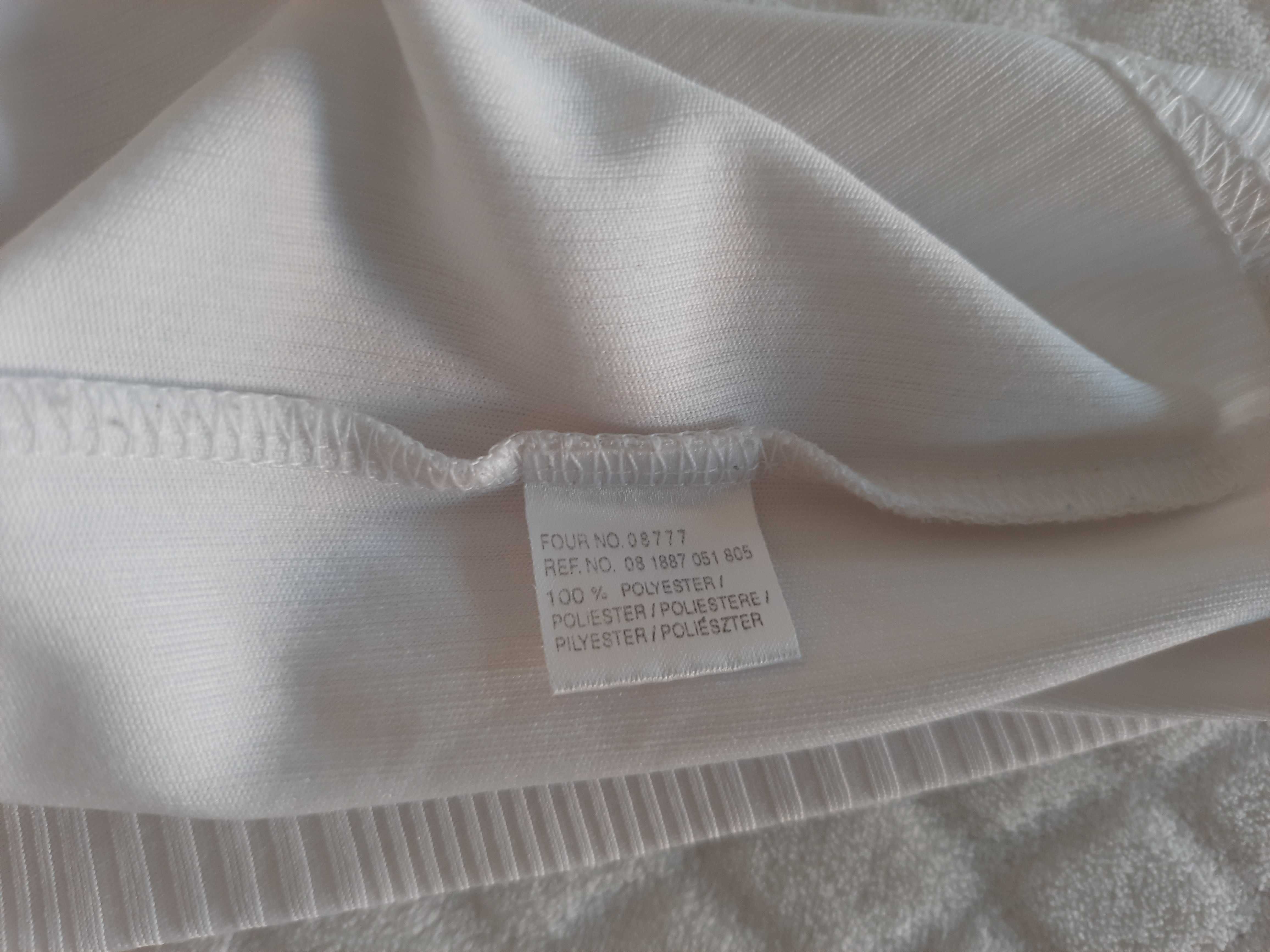 Bezrękawnik męski, koszulka, biały, prążki, slim fit, M-L (Odzież)