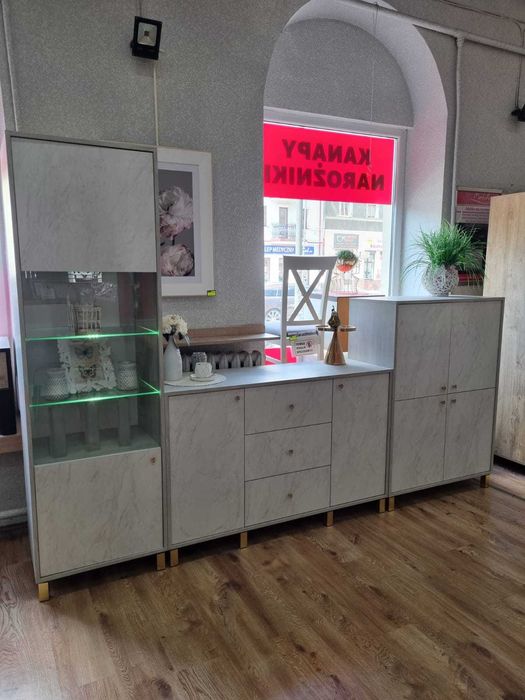 Zestaw pokojowy komoda witryna marmur