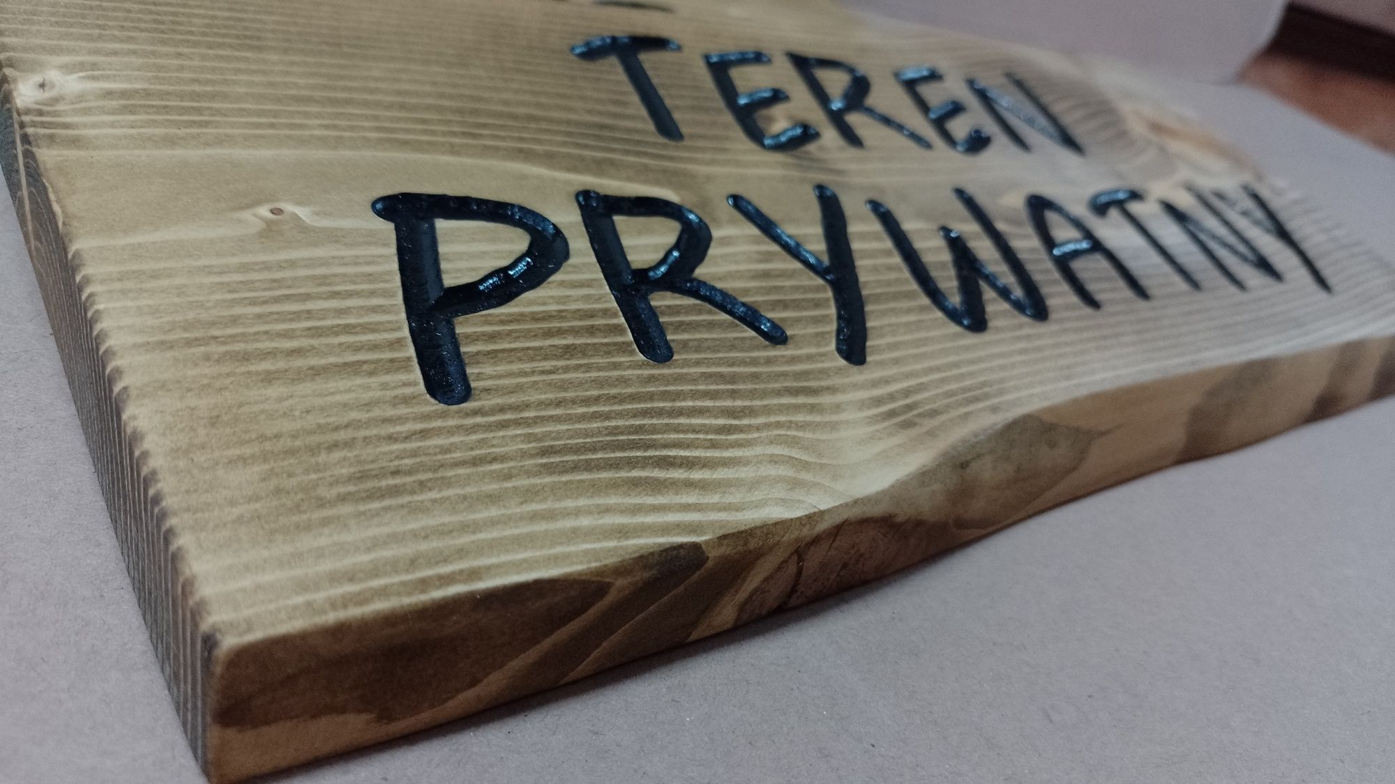 TEREN PRYWATNY szyld drewniany tabliczka informacyjna znak deska grawe