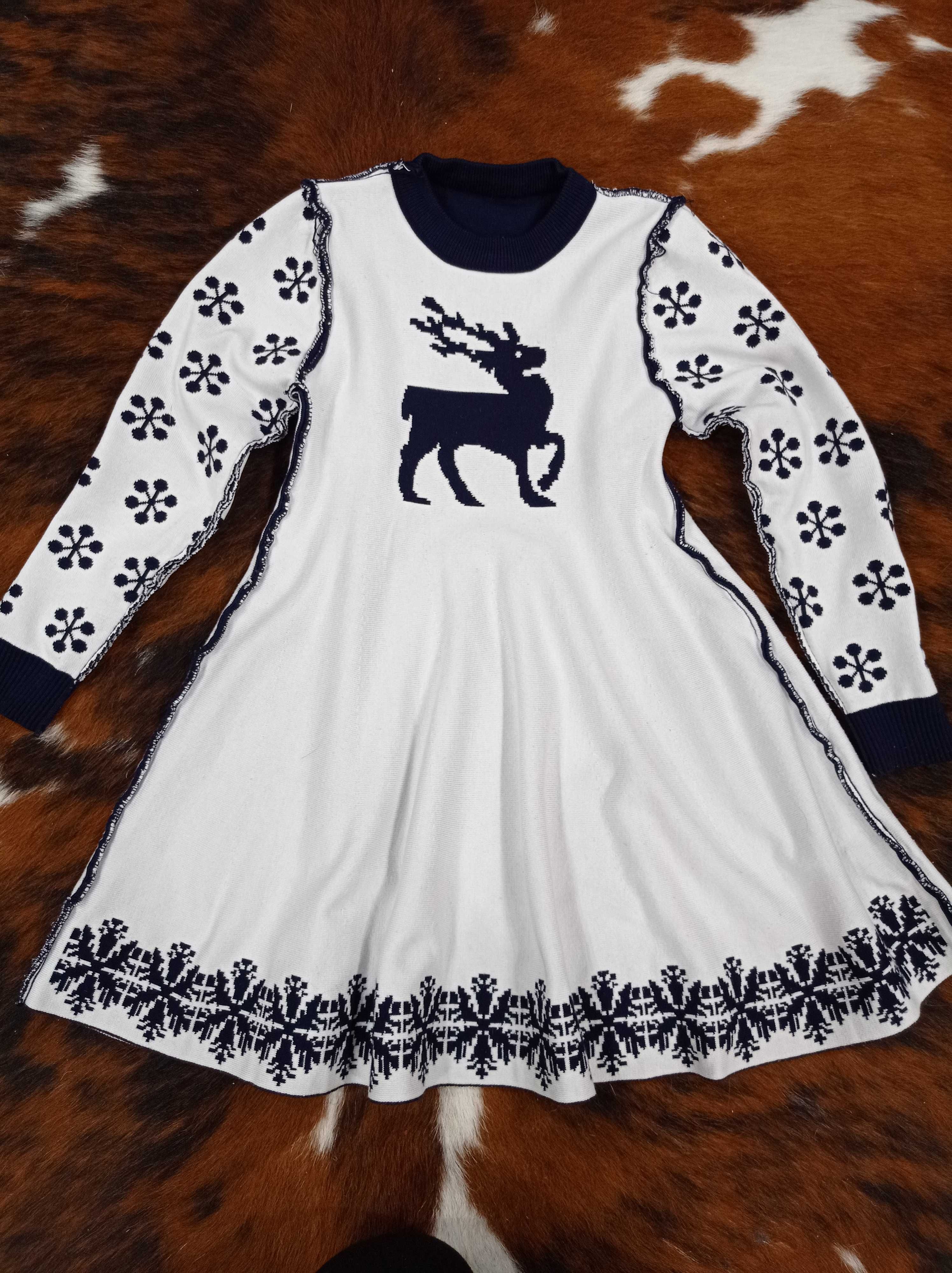 Сукня зимова новорічна з оленями