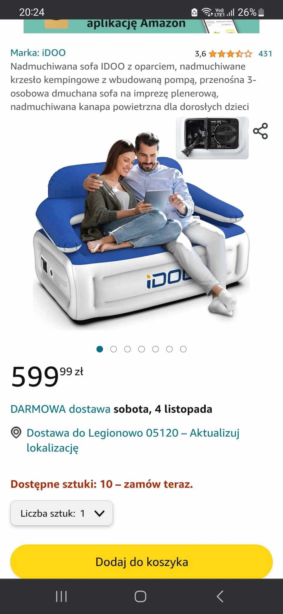 Nadmuchiwana sofa IDOO