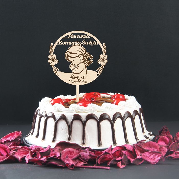 Topper na tort komunijny PERSONALIZOWANY  I Komunia Św
