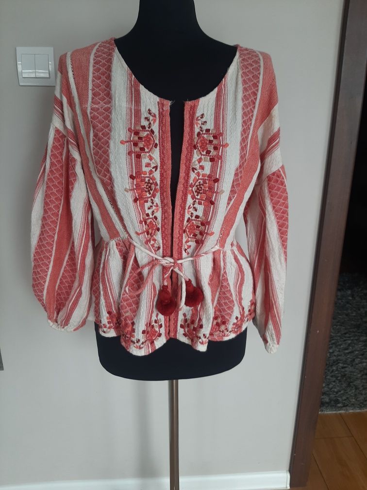 Kimono narzutka bawełniana 100% z szerokim rękawem  Bershka