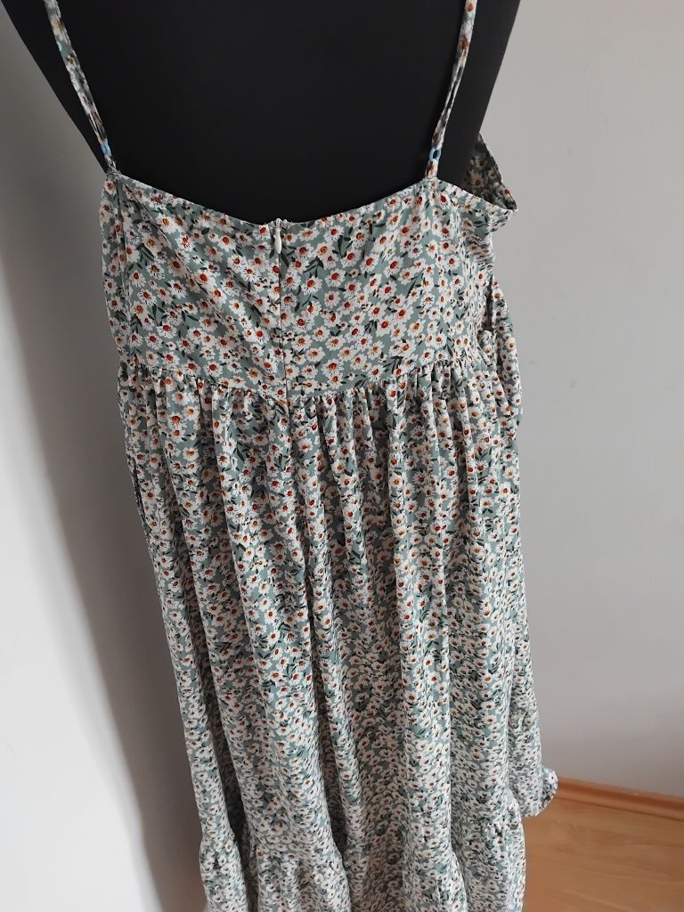 Sukienka długa maxi luźna w kwiatki kwiecista XL L 40 42